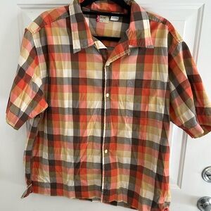 Levi's Vintage Red Tag Men's Casual Plaid Shirt - Orange, Cream, Brown. Size XL